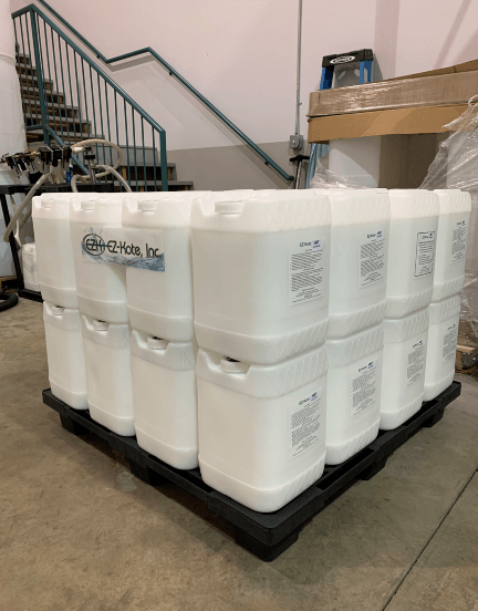Pallet of EZ Kote Products in Large Plastic Jugs
