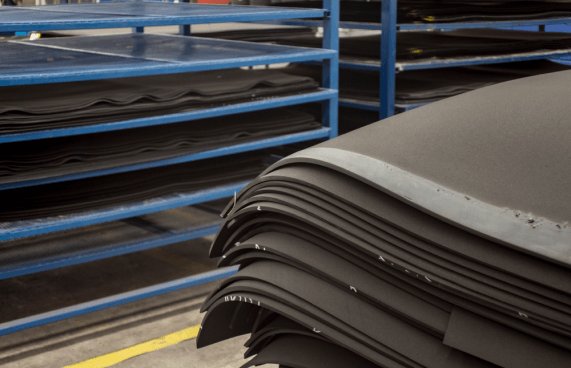 Rubber mats that need anti-tack coating